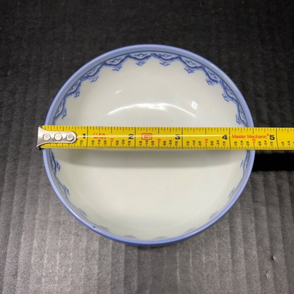 Vtg Asian Children Themed Porcelain Rice Bowl Blue White 4 1/2"Round Set 3 - Picture 8 of 8
